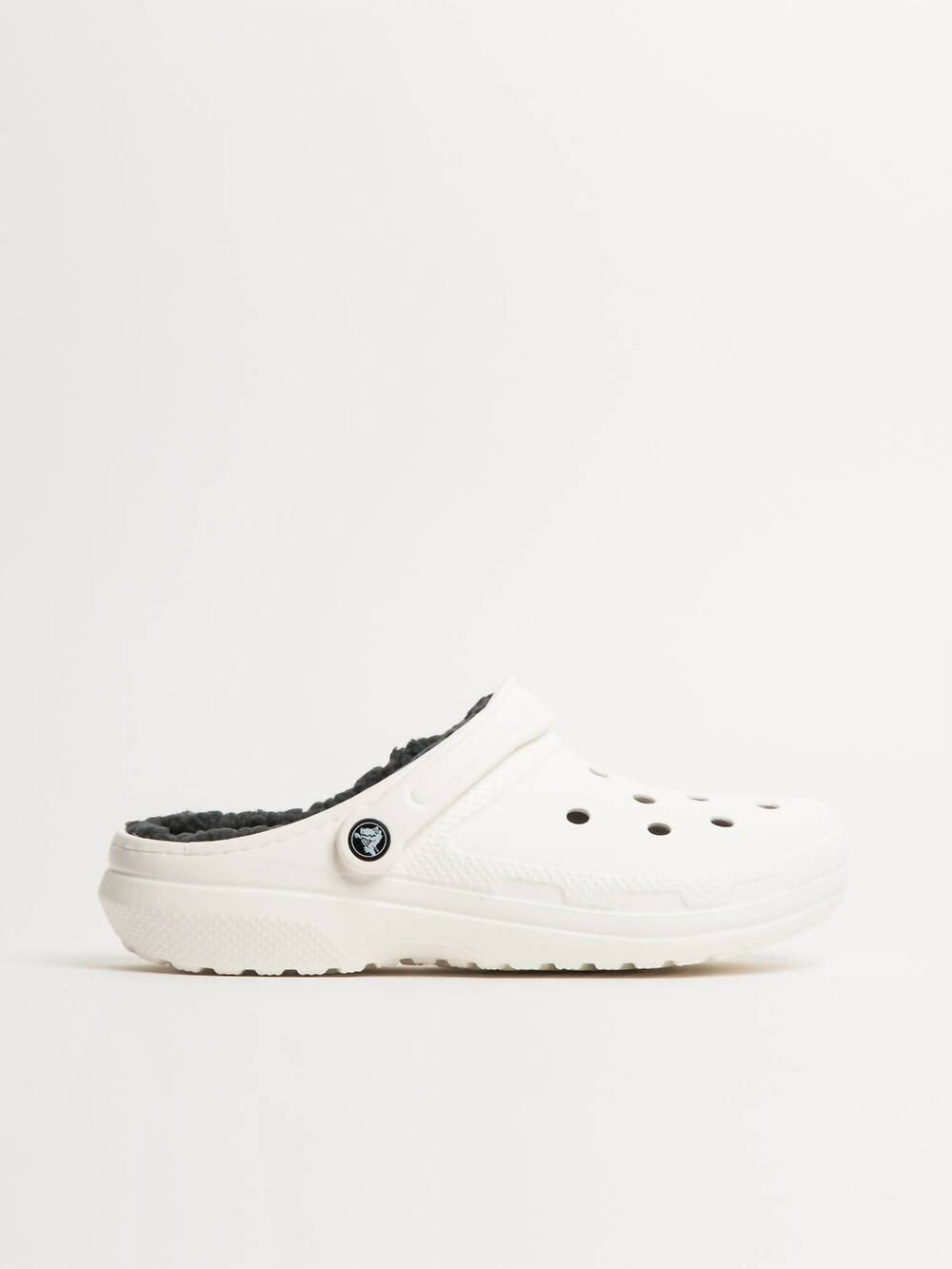 NEW CROCS unisex classic lined clog in white/grey